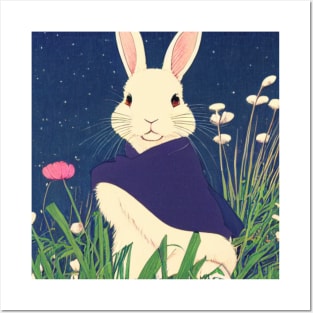 Whimsical Cute and Vintage Florida White Rabbit in White Posters and Art